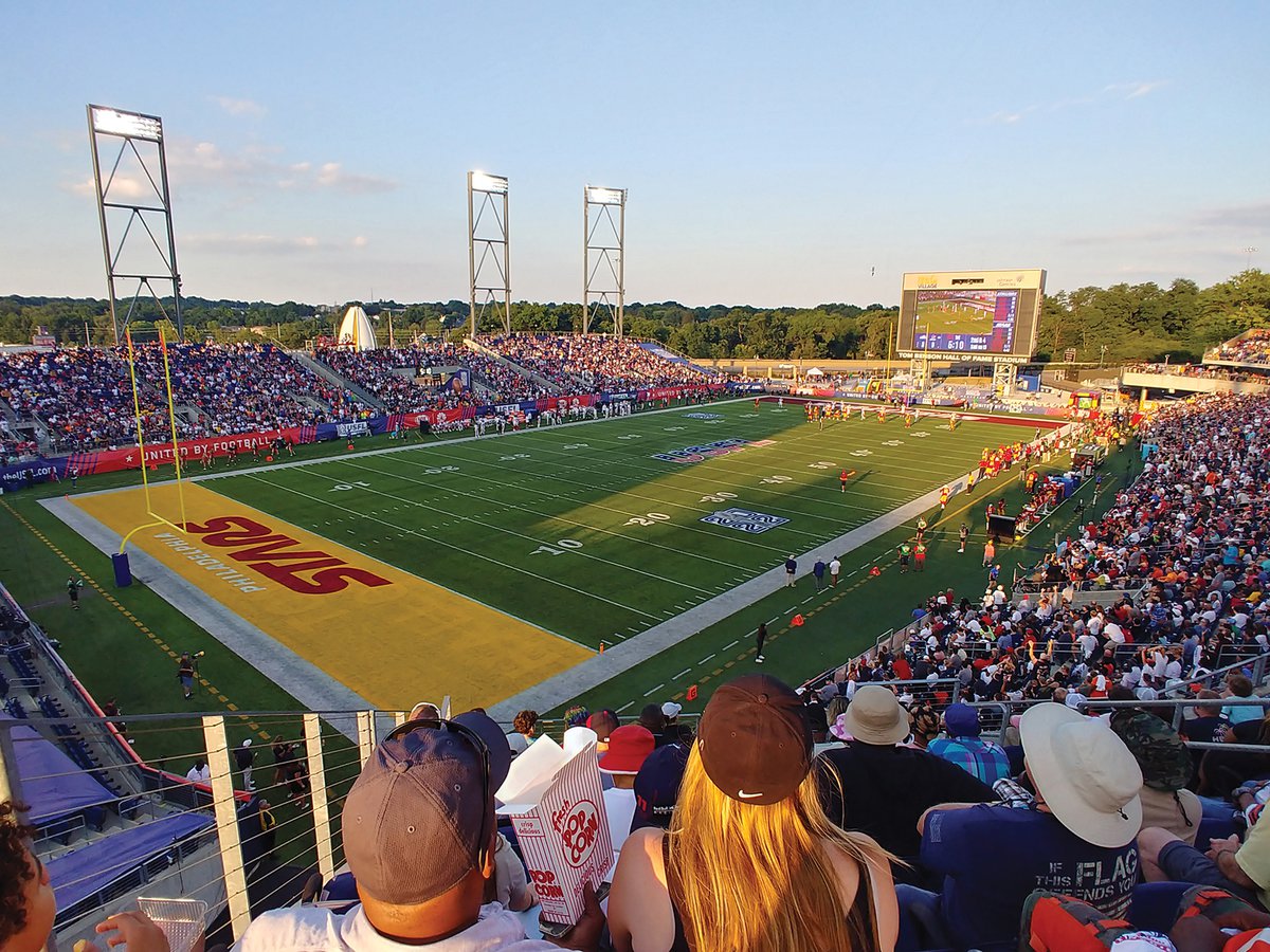 Tom Benson Hall of Fame Stadium, looking ready to host the