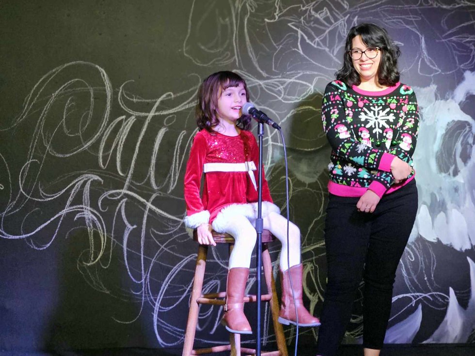 Anna Thewlis-Landi and Kelly Thewlis at Patina Arts Centre 'Kids Doing Comedy' Show 12.9.23 (photo by Matthew Cutler).jpeg